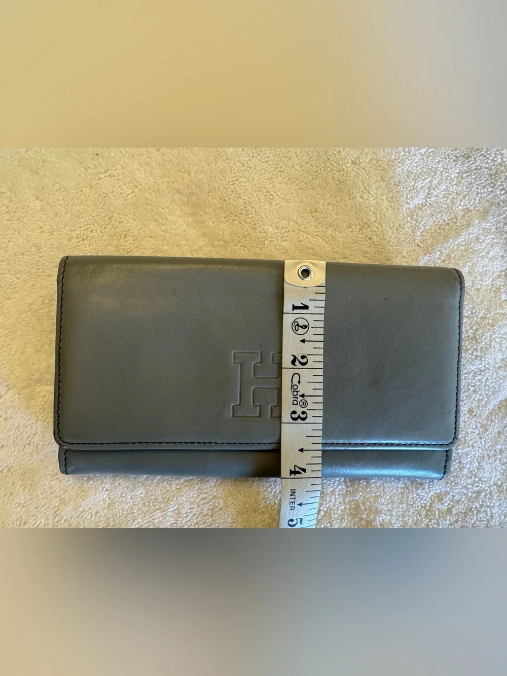 Hirofu Leather Vintage Blue long wallet, Made in Italy